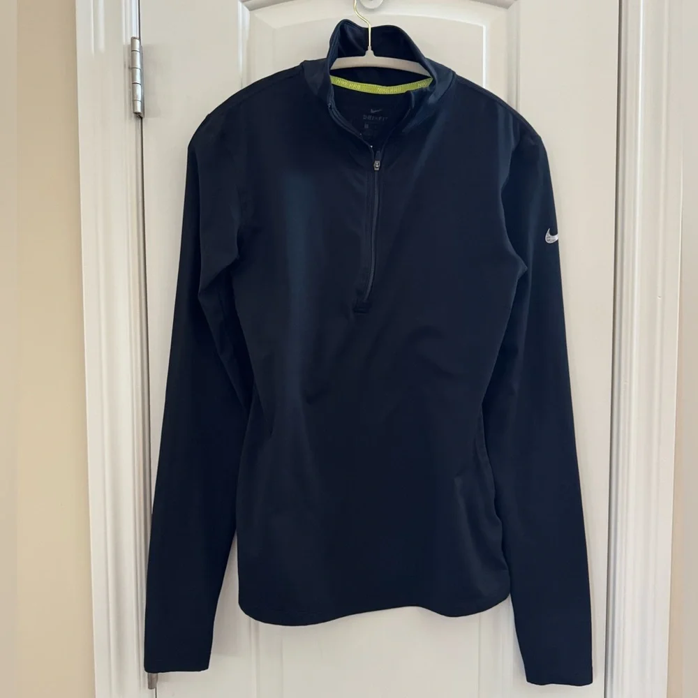 Nike Pro Dri-Fit Half Zip Pullover Women Lg Black Running Activewear Performance - Picture 2 of 10